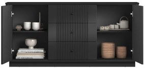 Komoda z szufladami Vesper 160 cm na cokole - czarny / czarne uchwyty