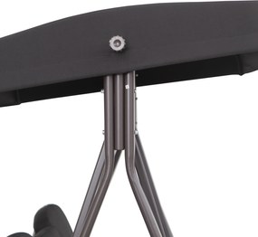 Outsunny 3-osobowa huśtawka z dachem huśtawka ogrodowa z dachem przeciwsłonecznym poduszka metal poliester czarna, 116 x 206 x 183 cm