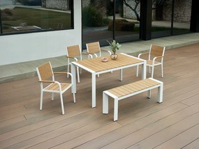 Ławka ogrodowa aluminiowa dł. 130 cm - Jasny naturalny i biały - NYROS od MYLIA