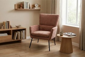 Nowoczesny fotel w kolorze koralowym-ponadczasowy styl