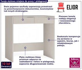 Ryflowana toaletka kaszmirowa z 2 szufladami - Alesio 3X