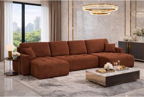 Narożnik w kształcie U z funkcją spania i pojemnikiem Ivo U, tkanina welurowa Salvador, Ciemnobrązowy