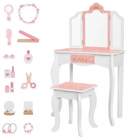 Tooky toy drewniana toaletka z krzesełkiem składane lusterko akcesoria 15 el.