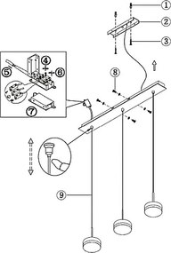 Lampa wisząca Fabas Luce Dunk z 3 źródłami światła - 24 W, ściemnialna dioda LED - szczotkowane aluminium, konstrukcja liniowa