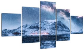 Obraz gór z gwieździstym niebem (125x70 cm)