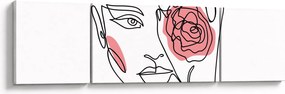 Obraz - Line art twarz z różą (170x50 cm)
