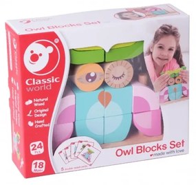 Kreatywne drewniane klocki classic world sowa