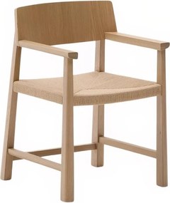 Fotel jadalniany z podłokietnikami z litego drewna dębowego w naturalnym kolorze Idun – Kave Home