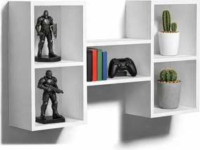 Minimalistyczny Regał Biały Wiszący Z Półkami C7-A77