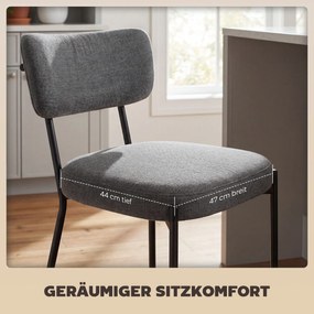 HOMCOM Hokery w zestawie 2, tapicerowane stołki barowe z wyprofilowanym oparciem, do wyspy kuchennej, strefy śniadaniowej, Szary | Aosom PL