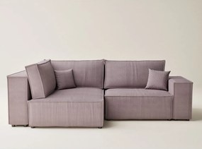 Fioletowy sztruksowy rozkładany/ze schowkiem narożnik (lewostronny/w kształcie litery L) Tonga – Maison de Rêve