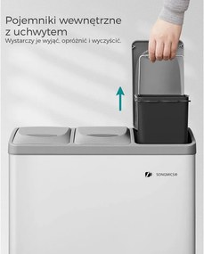 Kosz do segregacji odpadów SORT, 24l (3x8l), szara/biała SongmicsHome