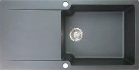 Lisse zlewozmywak dwustronny 1 duża komora 1 ociekacz z żywicy w kolorze czarna - Essebagno