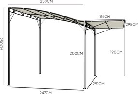 Outsunny Pawilon z Regulowanym Dachem Odporny na Warunki Pogodowe 3 x 2,5 m Kremowy