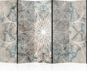Parawan pokojowy 5-częściowy 225x172 Dwustronny dekoracyjny boho industrialny Szary Mandala Betonowa Rozeta