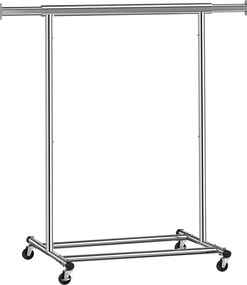 Stojak na ubrania INEZ na kółkach, maks. 90 kg, 83,5x45x160cm, srebrna Jurhan