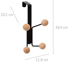 Wieszak na drzwi o szer. do 10,1 cm, z 4 drewnianymi haczykami