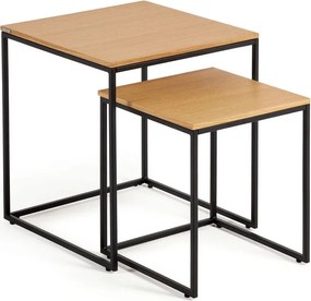 Stoliki z blatem w dekorze dębu zestaw 2 szt. 45x45 cm Yoana – Kave Home