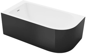 Wanna narożna - 201 l - 150 x 75 x 58 cm - Czarny z połyskiem - Lewostronna - ANIKA