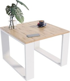 Kwadratowy stolik kawowy do salonu dąb artisan + biały H2-N39