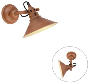 Industrialna lampa ścienna rdza ze złotem - Rust klasyczny/Antyczny Oswietlenie wewnetrzne