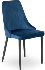 Krzesło Tapicerowane do Jadalni BARI Granatowe Welurowe Nowoczesne Loft