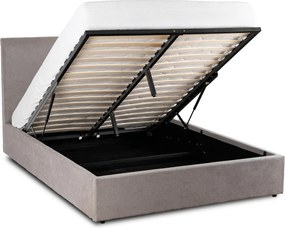Łóżko Tapicerowane 140x200 cm MARSYLIA ze Stelażem i Pojemnikiem Dwuosobowe Szare