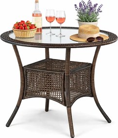 Rattanowy okrągły stół ogrodowy szklany N5-K71