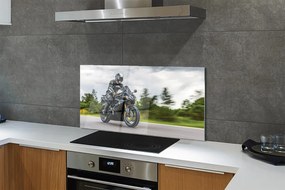 Szklany Panel Motocykl na Drodze pod Chmurami