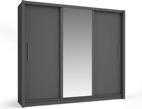 Szafa Przesuwna FRISKA 247,8 cm z Lustrem Szafa Dwudrzwiowa, Szary