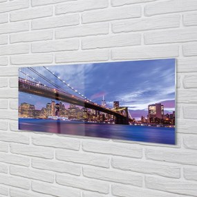 Panel szklany do Kuchni Wieżowce i Most o Zachodzie