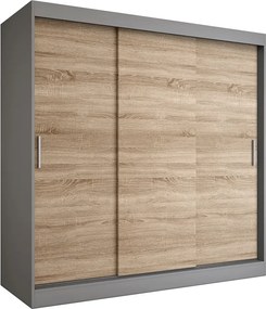 Szafa przesuwna 200 cm antracyt + dąb sonoma L7-P12
