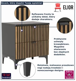 Czarny stolik z drewnianymi lamelami T5-W88