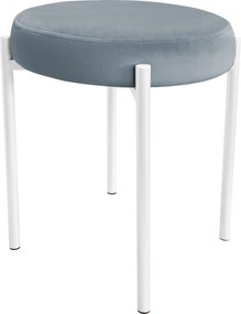 Taboret DIOR stelaż metalowy tkanina Welur : Kolor Stelaża - Biały, Kolor tkaniny - VELVET - BL06, Typ tkaniny - Velvet