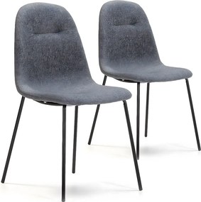Zestaw dwóch krzeseł jadalnianych Brenda tapicerowanych szarym materiałem, 44 cm x 54 cm x 85 cm.