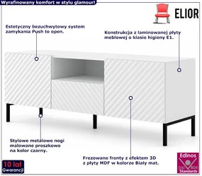 Szafka na telewizor biały mat + czarne nóżki - Diva 5X