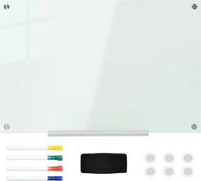 Vinsetto Zestaw tablicy białej magnetycznej z markerami i gumką 90x60x04 cm Biała | Aosom PL