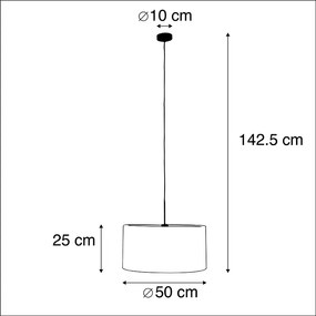 Lampa wisząca czarna klosz jasnoniebieski 50cm - Combi Nowoczesny Oswietlenie wewnetrzne