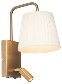 Nowoczesna lampa ścienna biała i brązowa z lampką do czytania - Renier Nowoczesny Oswietlenie wewnetrzne