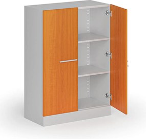 Metalowa szafa z drewnianymi drzwiami, demontowana, 1150 x 800 x 400 mm, czereśnia