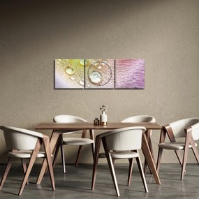 Obraz - Krople rosy (z zegarem) (90x30 cm)