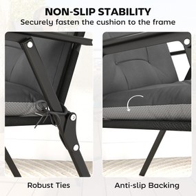 Outsunny 4-częściowy zestaw poduszek wodoodporny, antypoślizgowy, z paskami, na taras i ogród, 111,5 x 53 x 8 cm, ciemnoszary | Aosom PL