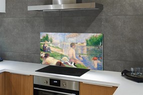 Szklany Panel Kąpiący się w Asnieres - Seurat
