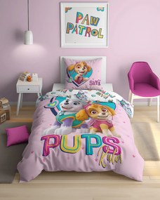 PrzytulneMieszkanie.pl PrzytulneMieszkanie.pl Świecąca pościel PAW PATROL Pups rule różowa Rozmiar pościeli: 70 x 80 cm | 140 x 200 cm