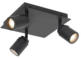 Inteligentne oświetlenie łazienkowe czarne kwadratowe IP44 w komplecie z 3 żarówkami Wi-Fi GU10 - Ducha