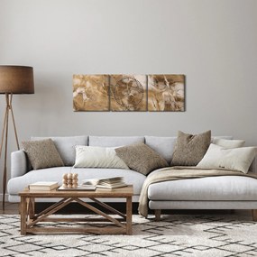 Obraz - Brązowa abstrakcja (z zegarem) (90x30 cm)