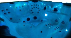 JACUZZI OGRODOWE PREMIUM WANNA  SPA 5-OSOBOWA WHITE OBUDOWA BROWN LED 230x230 CM