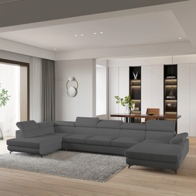 Masseno Narożnik MONTIVA z funkcją spania i pojemnikiem na pościel Narozniki U, Rozkładana sofa - Szary, QUELLE 92
