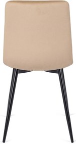 Zestaw Stół Okrągły LINO 100 cm Dąb Złoty/Czarny i 4 Krzesła Tapicerowane do Jadalni PERU Beżowe Welurowe Nowoczesne Loft