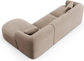 Jasnobrązowy aksamitny narożnik (prawostronny/z szezlongiem) Campi – Cosmopolitan Design